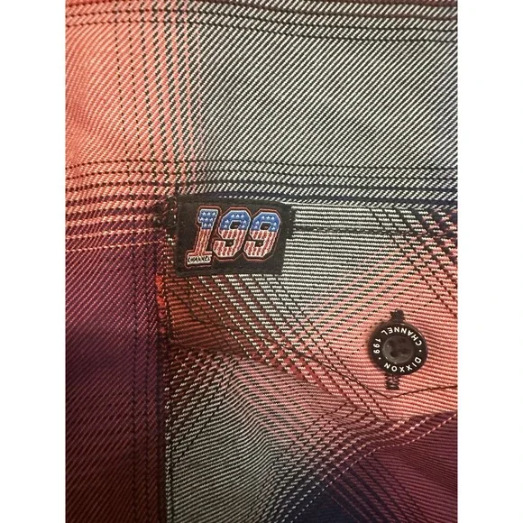 DIXXON Flannel "Channel 199" Women's LARGE Travis Pastrana Plaid Button Shirt - Picture 3 of 7